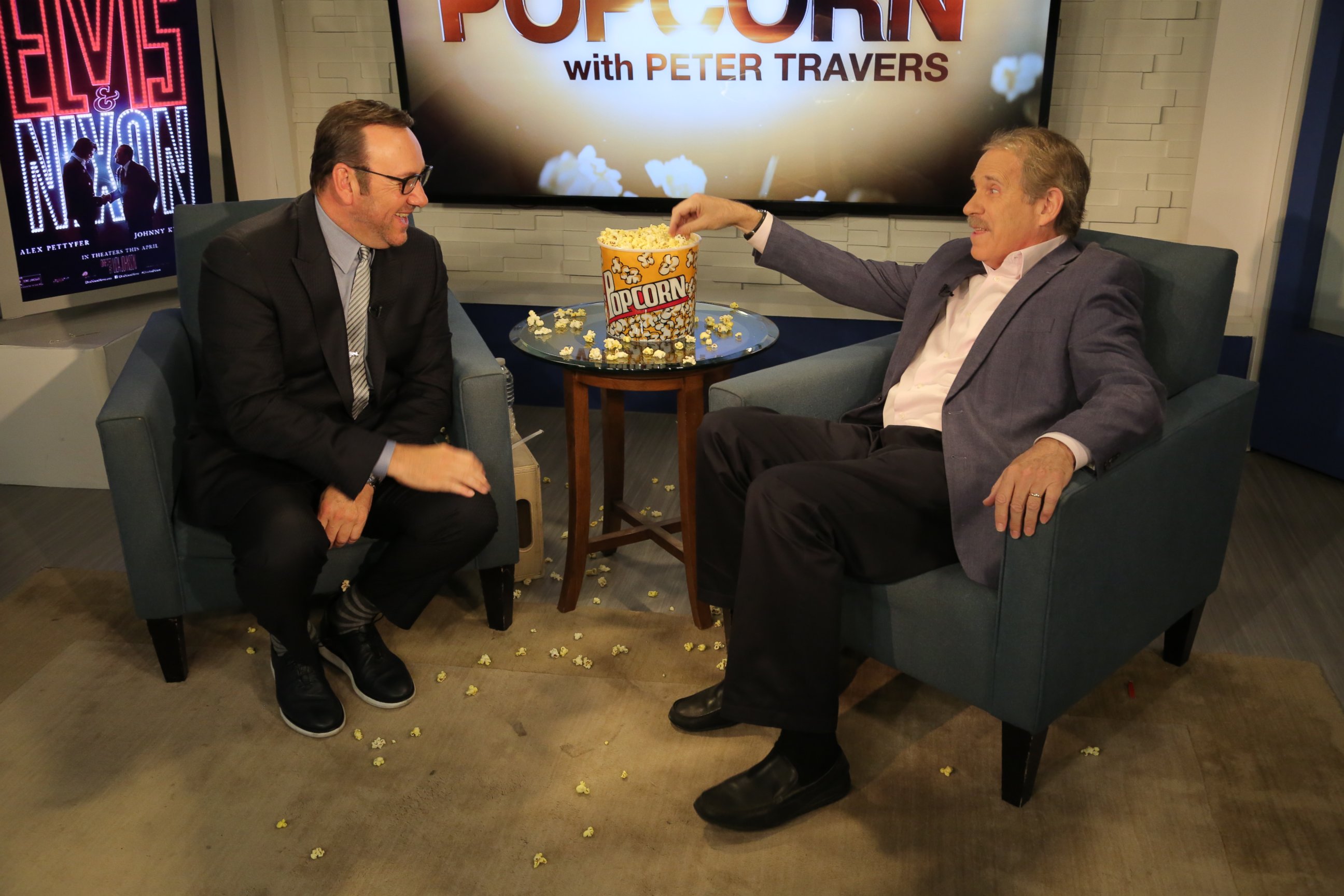 PHOTO: Kevin Spacey and Peter Travers at the ABC Headquarters in New York, April 18, 2016