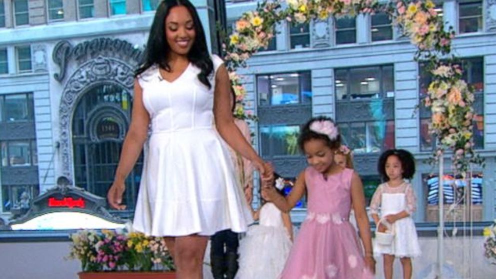 PHOTO:Leah Still, 5, revealed her pink, sparkly 3D applique flower girl dress for the upcoming wedding of her dad, Devon Still. 