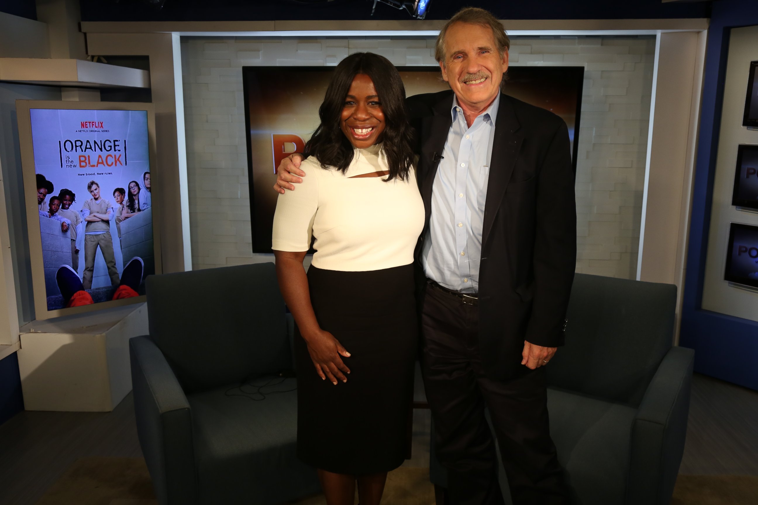 PHOTO: Uzo Aduba and Peter Travers at the ABC Headquarters in New York, June 22, 2016. 