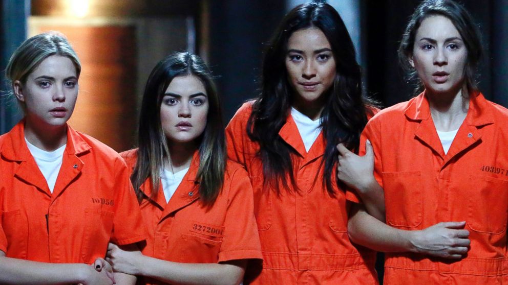 Ashley Benson, Lucy Hale, Shay Mitchell and Troian Bellisario are seen in an episode of  "Pretty Little Liars."