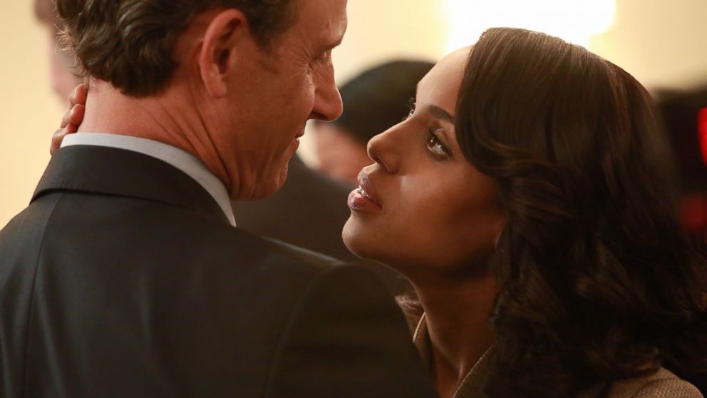 Tony Goldwyn as Fitz and Kerry Washington as Olivia in a scene from Scandal. 