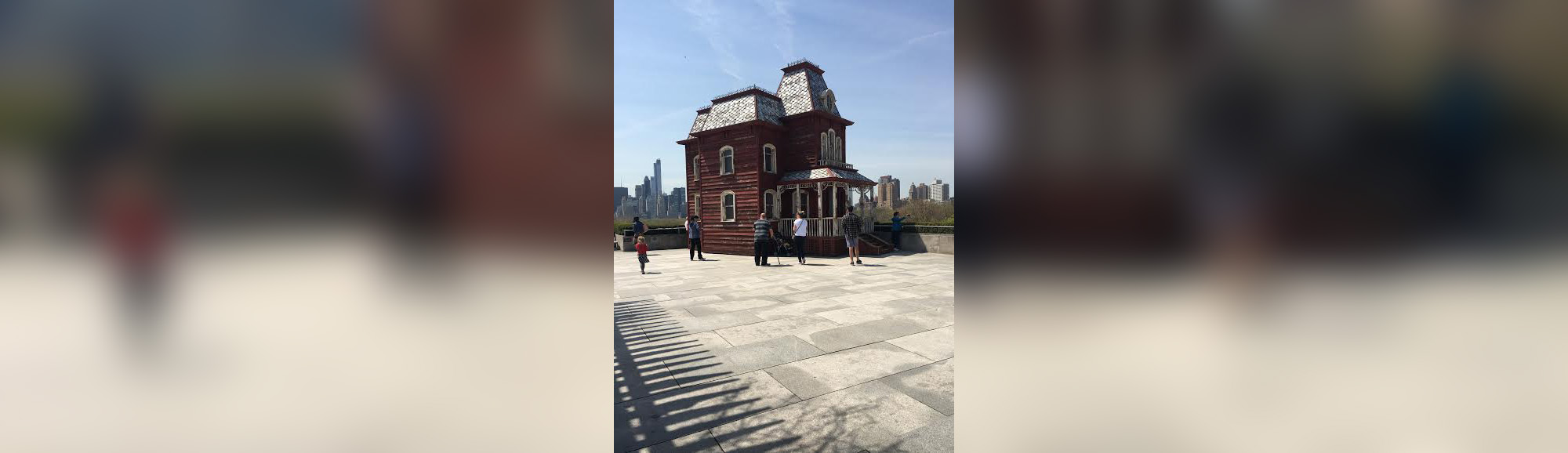 PHOTO: Transitional Object (PsychoBarn), a large-scale sculpture by acclaimed British artist Cornelia Parker, is on view now atop the roof of the Metropolitan Museum of Art in New York City.