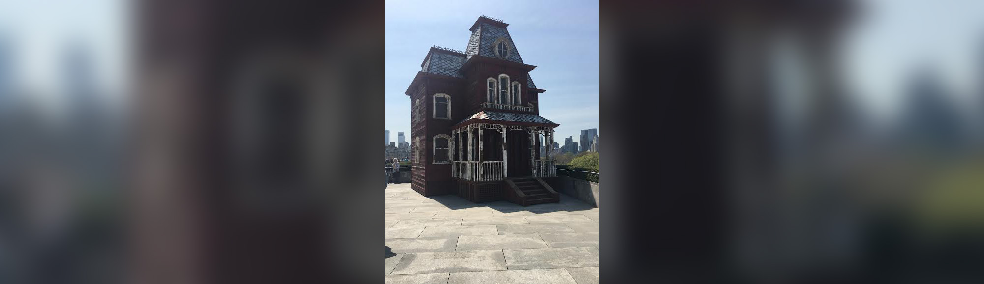 PHOTO: Transitional Object (PsychoBarn), a large-scale sculpture by acclaimed British artist Cornelia Parker, is on view now atop the roof of the Metropolitan Museum of Art in New York City.