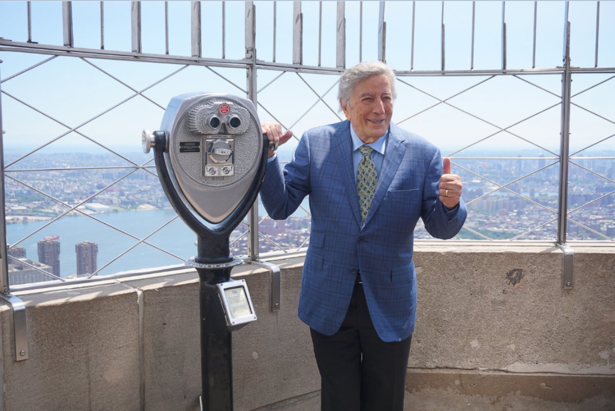 PHOTO: Tony Bennett atop the Empire State Building in New York on his 90th birthday, Aug. 3, 2016. 