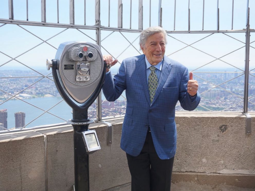 PHOTO: Tony Bennett atop the Empire State Building in New York on his 90th birthday, Aug. 3, 2016.