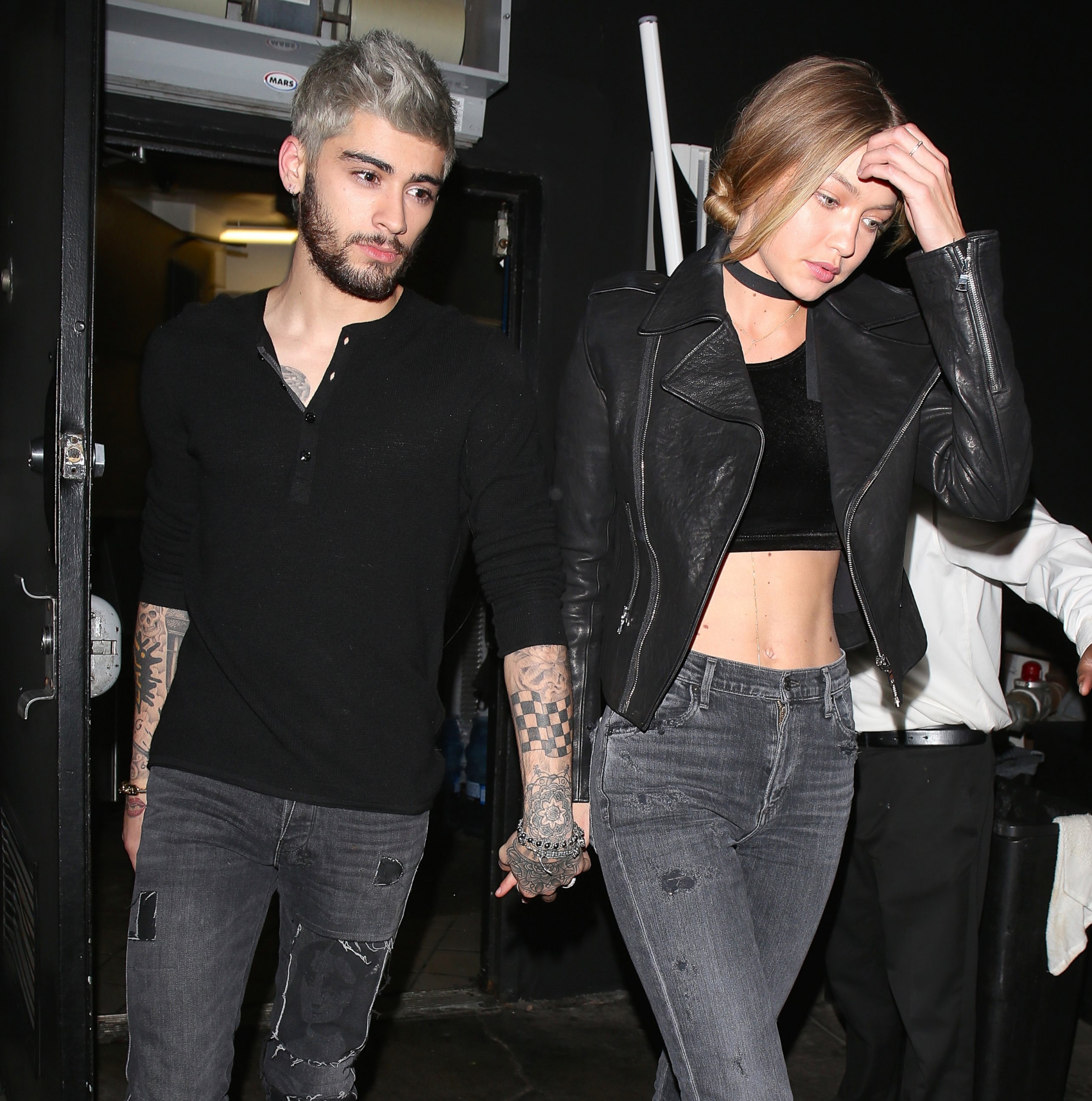 PHOTO: Zayn Malik and Gigi Hadid are seen together in West Hollywood, Calif., Nov. 29,  2015.