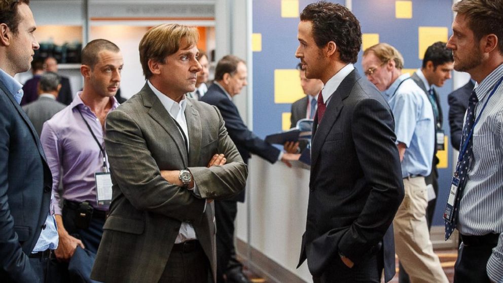 Ryan Gosling, right, on the set of The Big Short in this undated file photo.