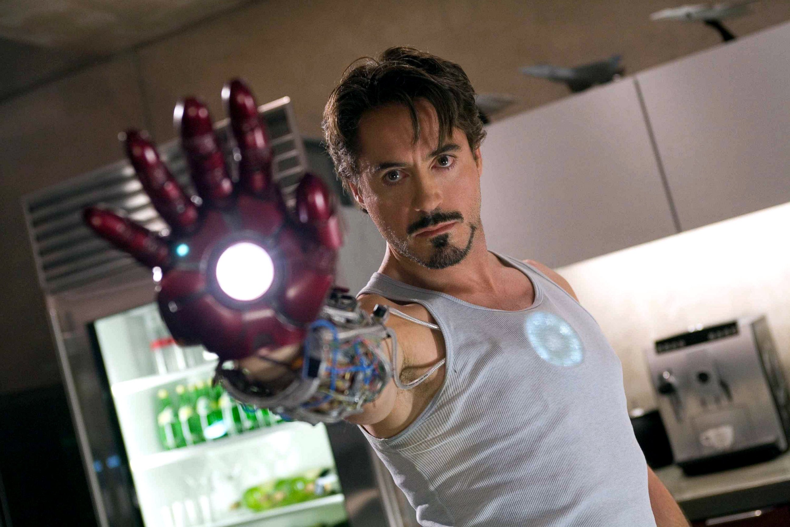 Robert Downey Jr. as Iron Man on set in an undated file photo.