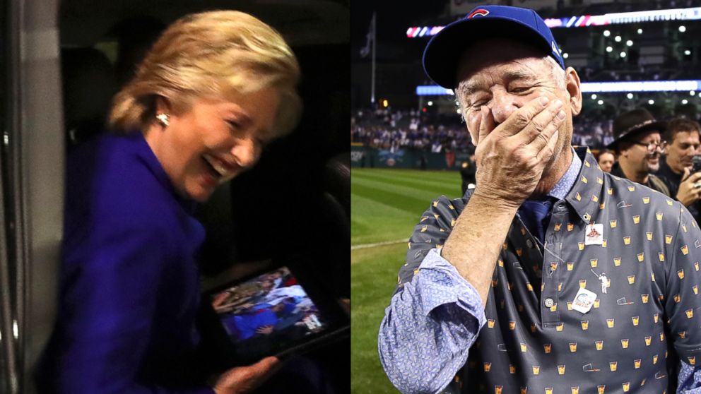 Bill Murray Celebrates After Chicago Cubs Win World Series