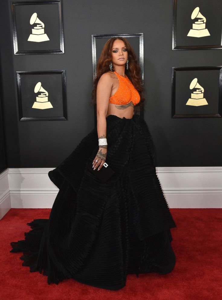 PHOTO: Rihanna arrives at the 59th annual Grammy Awards on Feb. 12, 2017, in Los Angeles.