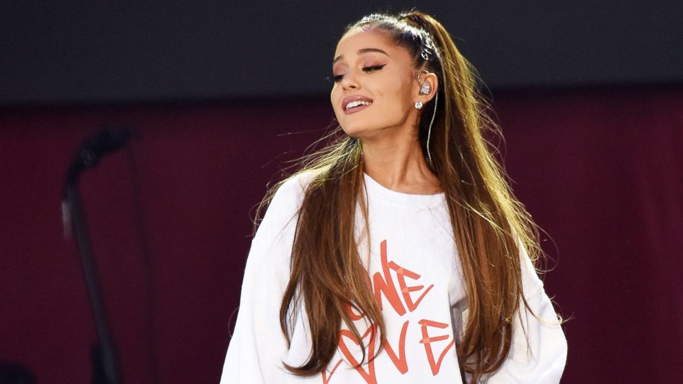 Ariana Grande performs at the One Love Manchester tribute concert, June 4, 2017, in Manchester, England. 