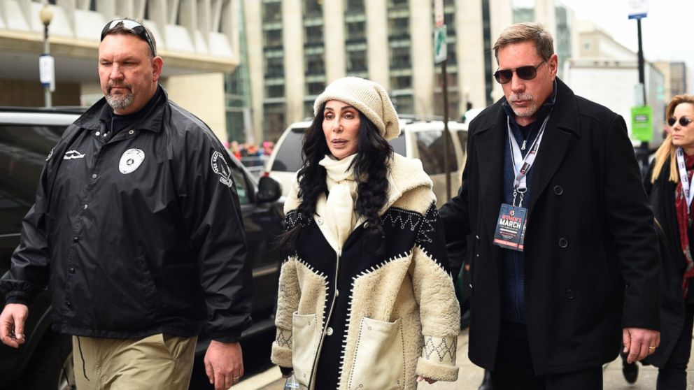 PHOTO: Cher arrives for the Women's March on Washington on Independence Ave. on Jan. 21, 2017 in Washington.