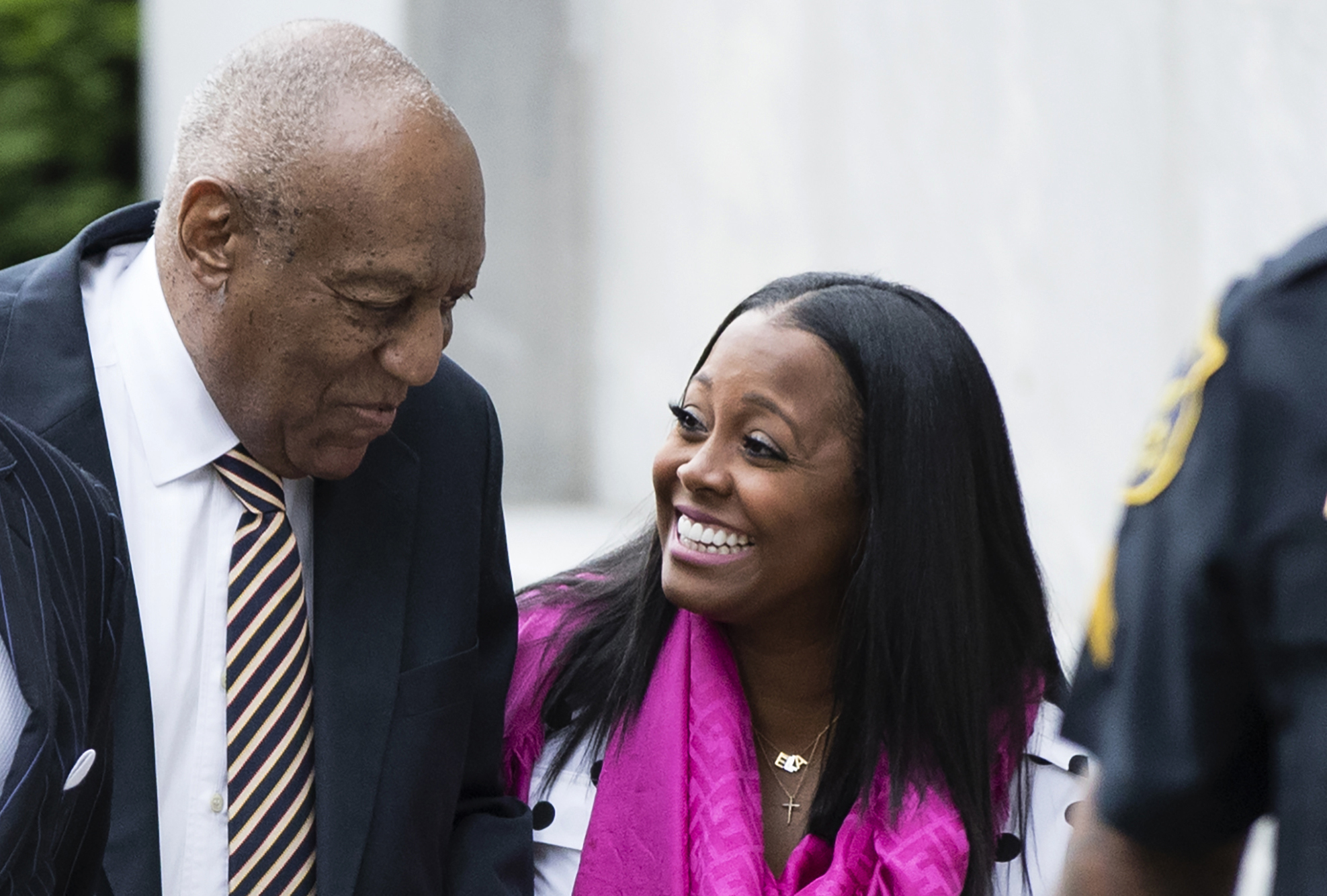 PHOTO: Bill Cosby arrives for his sexual assault trial with Keshia Knight Pulliam, right, at the Montgomery County Courthouse in Norristown, Pa., June 5, 2017.