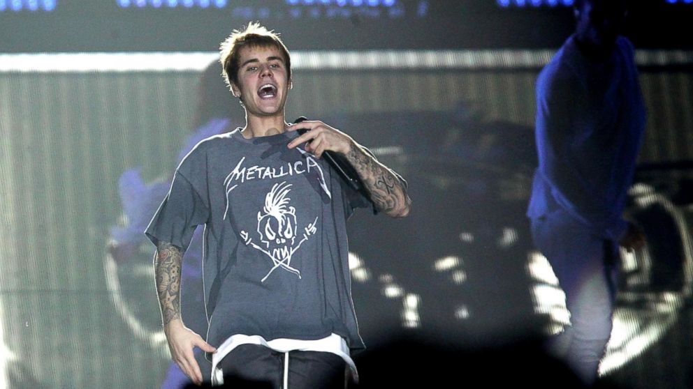 Singer Justin Bieber performs on stage during his concert in Casalecchio di Reno, Bologna, Italy, Nov. 19, 2016.