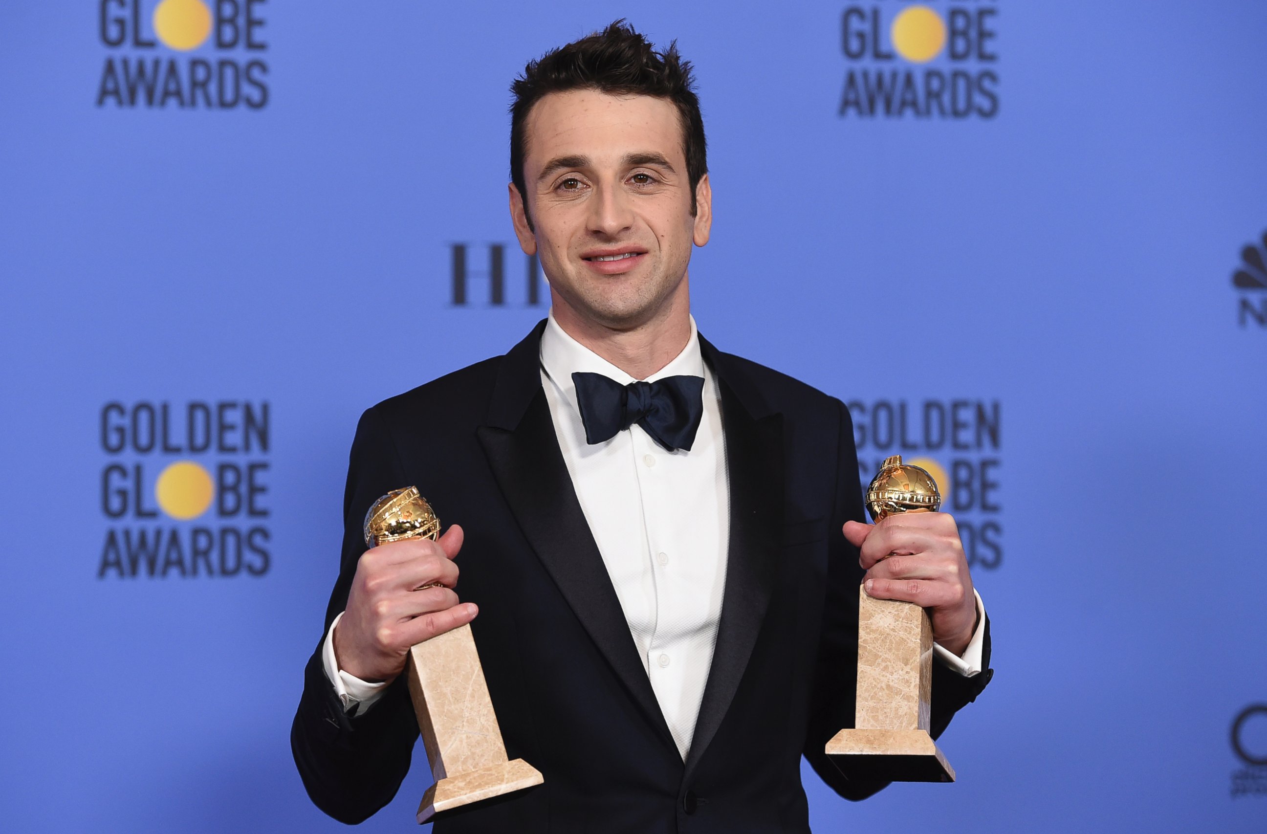 PHOTO: Justin Hurwitz is pictured in the press room with the award for best original song for motion picture at the 74th annual Golden Globe Awards, Jan. 8, 2017, in Beverly Hills, California. 