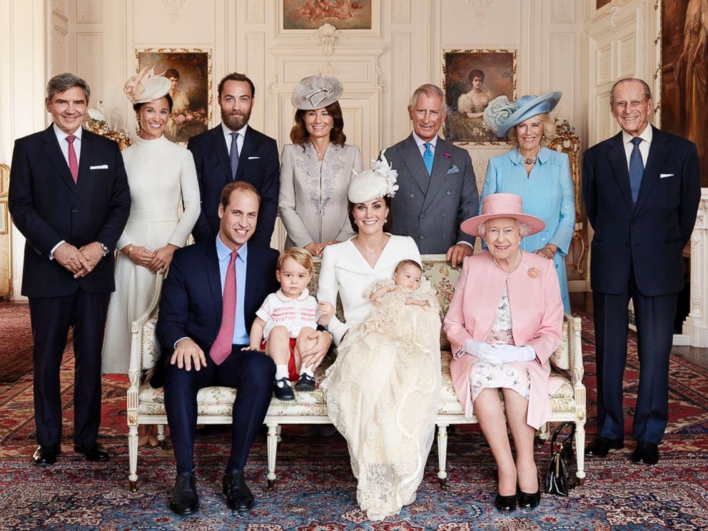 PHOTO: Prince William and Duchess Kate Middleton are see with their children, Prince George, Princess Charlotte, Queen Elizabeth II, Michael, Pippa, James and Carole Middleton, the Prince of Wales and the Duchess of Cornwall and the Duke of Edinburgh. 