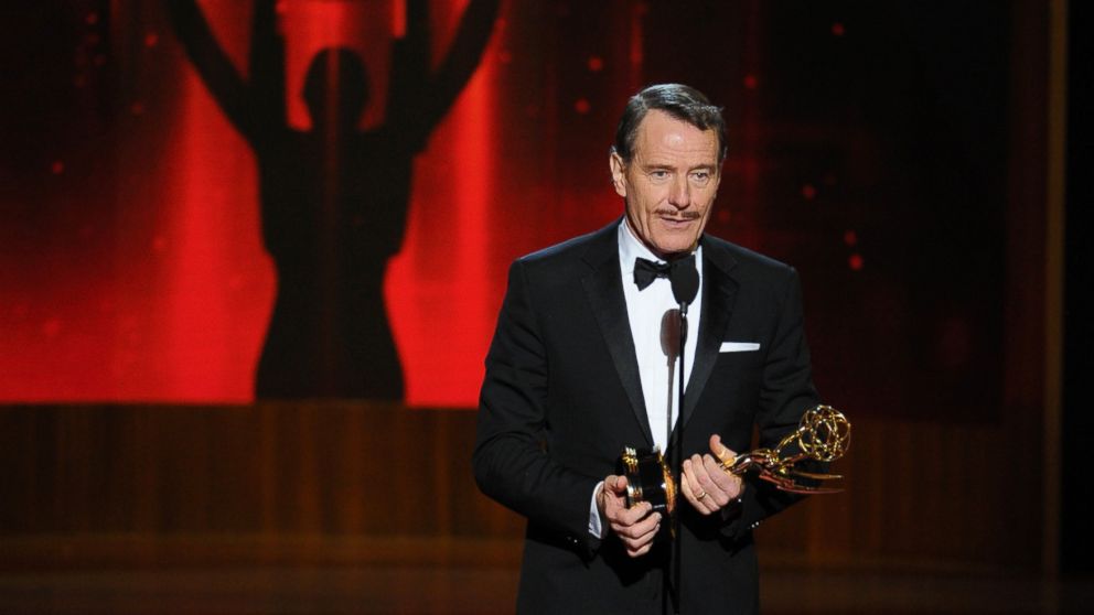 Bryan Cranston accepts the award for outstanding lead actor in a drama series for his work in ?Breaking Bad? at the 66th Primetime Emmy Awards at the Nokia Theatre L.A. Live on Aug. 25, 2014, in Los Angeles.