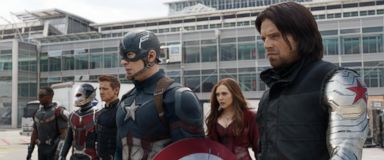 PHOTO: In this image released by Disney, Anthony Mackie, from left, Paul Rudd, Jeremy Renner, Chris Evans, Elizabeth Olsen and Sebastian Stan appear in a scene from "Captain America: Civil War."