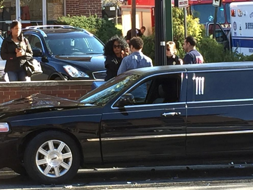 PHOTO: Singer Diana Ross stands by her limousine that was involved in an accident, April 13, 2016, in Bethlehem, Pa.