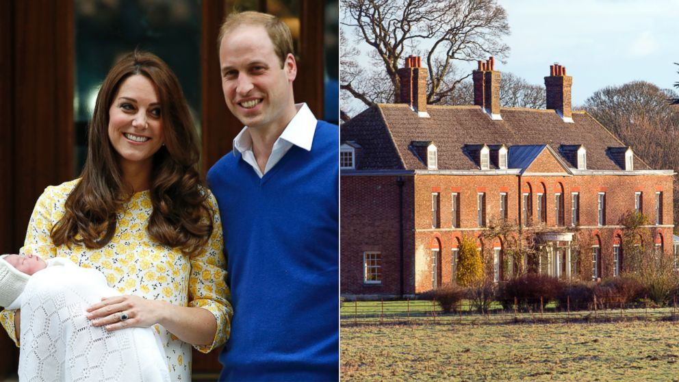Prince William and Kate, Duchess of Cambridge and their newborn baby princess, pose for the media as they leave St. Mary's Hospital's exclusive Lindo Wing, London, May 2, 2015. | A general view of the front of Anmer Hall on the Sandringham Estate, Jan. 13, 2013, in King's Lynn, England.
