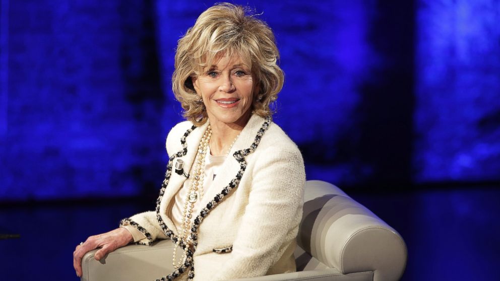 Jane Fonda arrives for an interview at the Italian State RAI TV show "Che Tempo che Fa", in Milan,  Jan. 18, 2015.