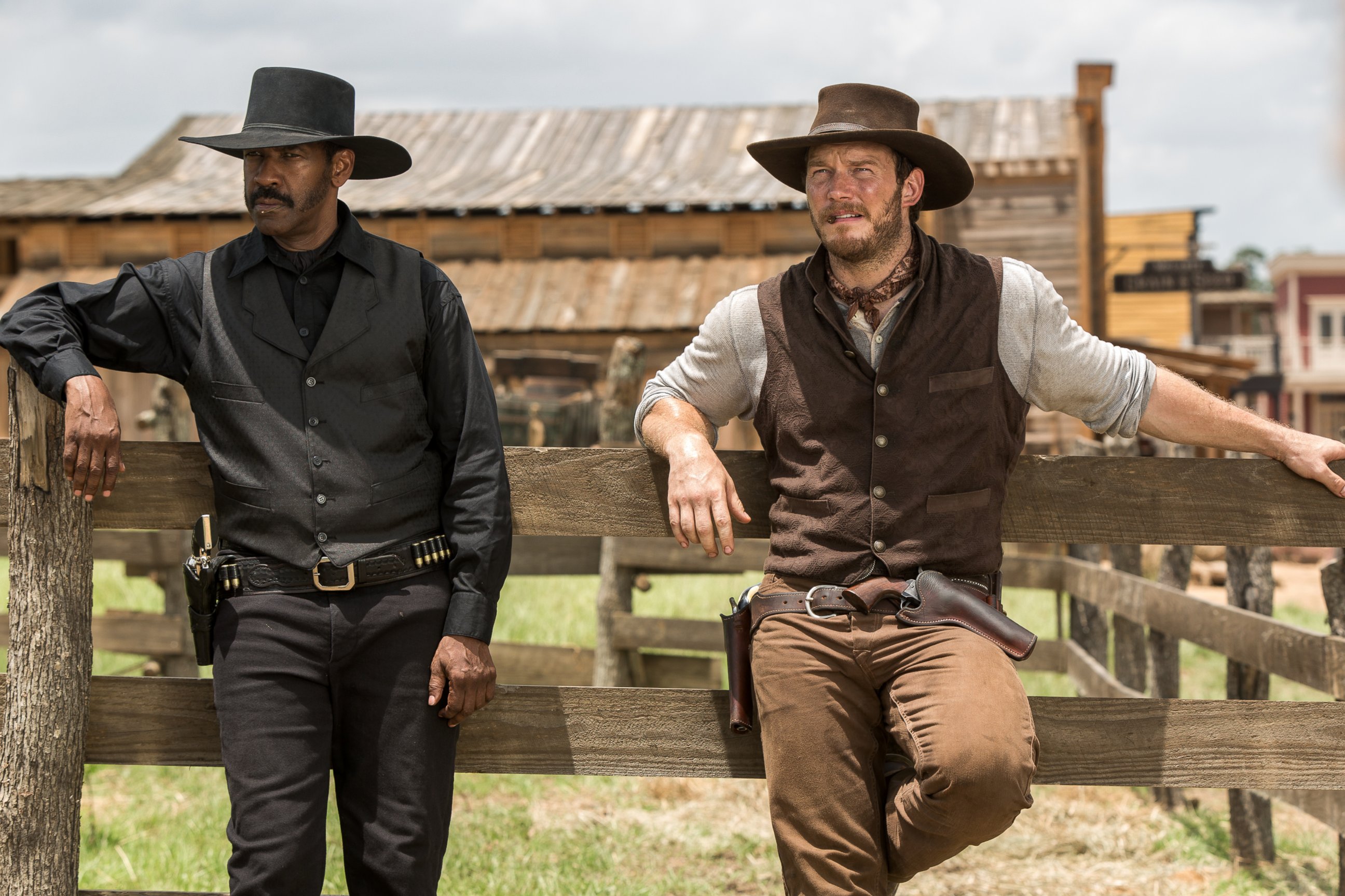 PHOTO: In this image released by Sony Pictures, Denzel Washington and Chris Pratt  appear in a scene from "The Magnificent Seven." 