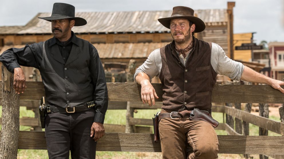 PHOTO: In this image released by Sony Pictures, Denzel Washington and Chris Pratt  appear in a scene from "The Magnificent Seven." 