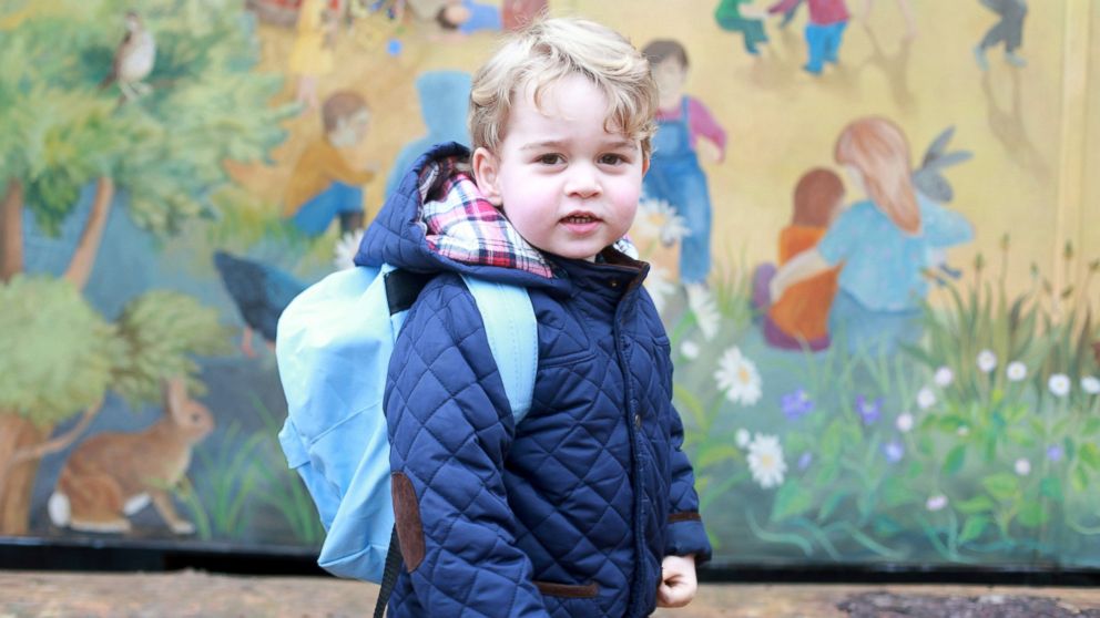 Prince George on his first day at the Westacre Montessori nursery school near Sandringham in Norfolk.