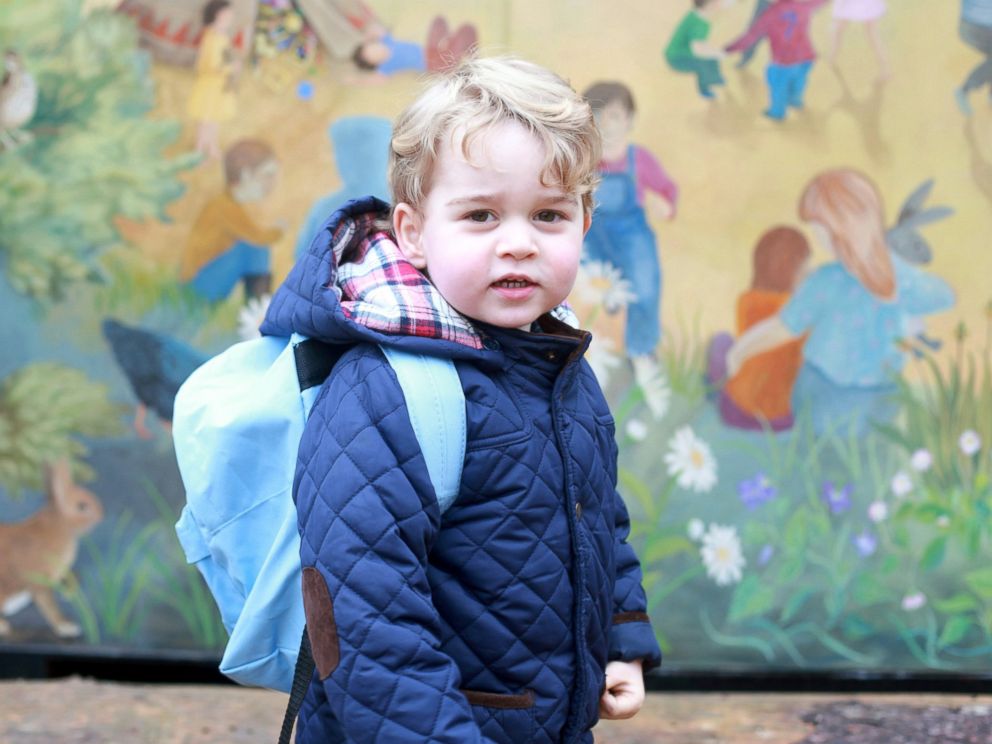 PHOTO: Prince George on his first day at the Westacre Montessori nursery school near Sandringham in Norfolk.