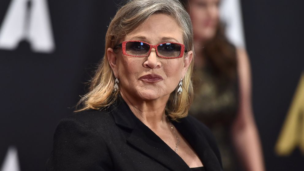 Carrie Fisher arrives at the Governors Awards at the Dolby Ballroom, Nov. 14, 2015, in Los Angeles. 
