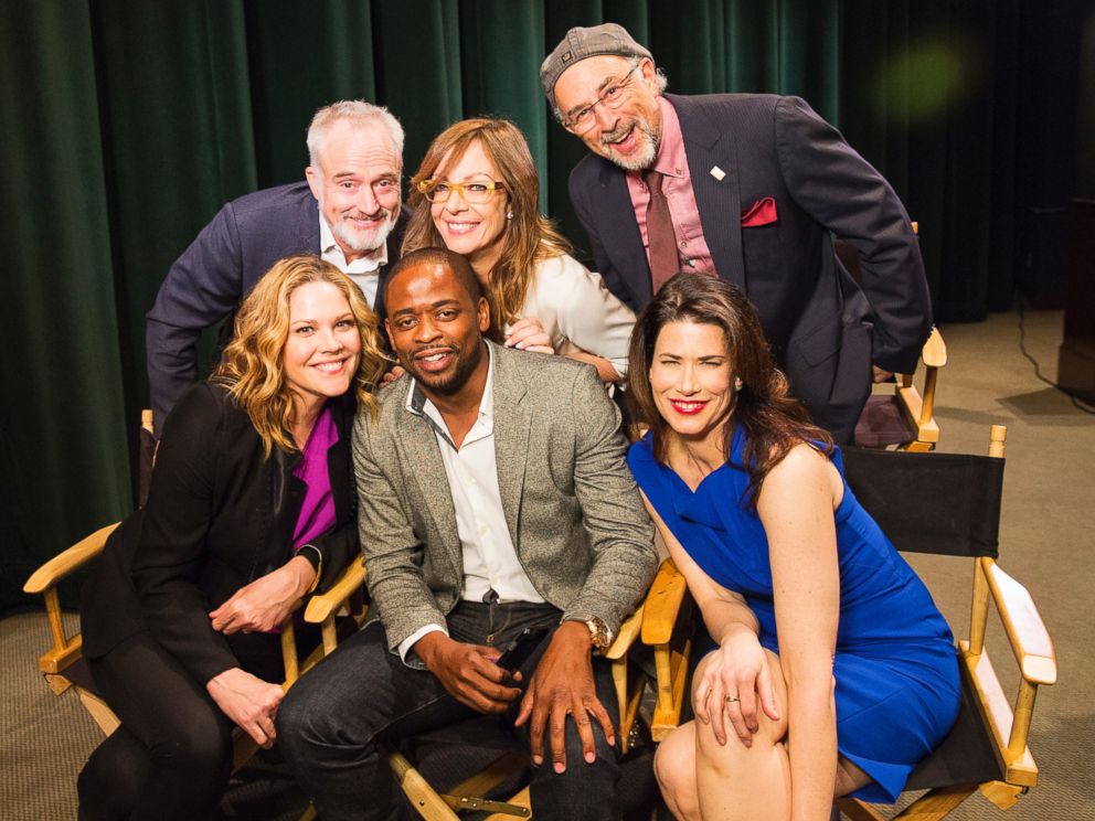 PHOTO: Brad Whitford, Allison Janney, Richard Schiff, Mary McCormick and Dule Hill join Justice For Vets Senior Director Melissa Fitzgerald March 8, 2016 in Burbank, Calif.