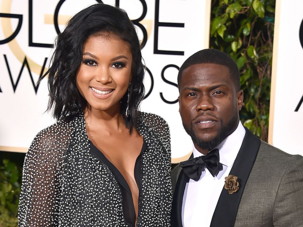 PHOTO: In this Jan. 10, 2016, file photo, Eniko Parrish, left, and Kevin Hart arrive at the 73rd annual Golden Globe Awards in Beverly Hills, California.