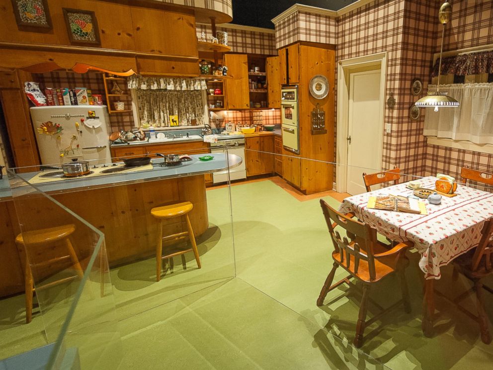 PHOTO: In this March 10, 2015, photo, the set of Betty and Don Draper's kitchen in their suburban Ossining, N.Y., home, featured in seasons one to four of "Mad Men," is displayed as part of the exhibition at the Museum of the Moving Image in New York.