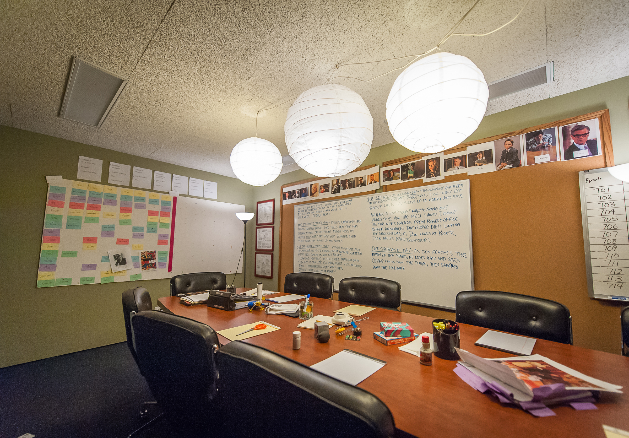 PHOTO: In this March 10, 2015, photo, an installation of the “Mad Men” writers’  room, including elements from the conference room in the production offices at Los Angeles Center Studios is displayed at the Museum of the Moving Image in New York.