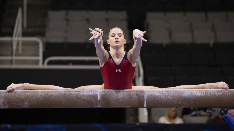 PHOTO: Madison Kocian during podium training, the day before the 2016 U.S. Olympic Team Trials for women's gymnastics in San Jose, California, July 7, 2016. 