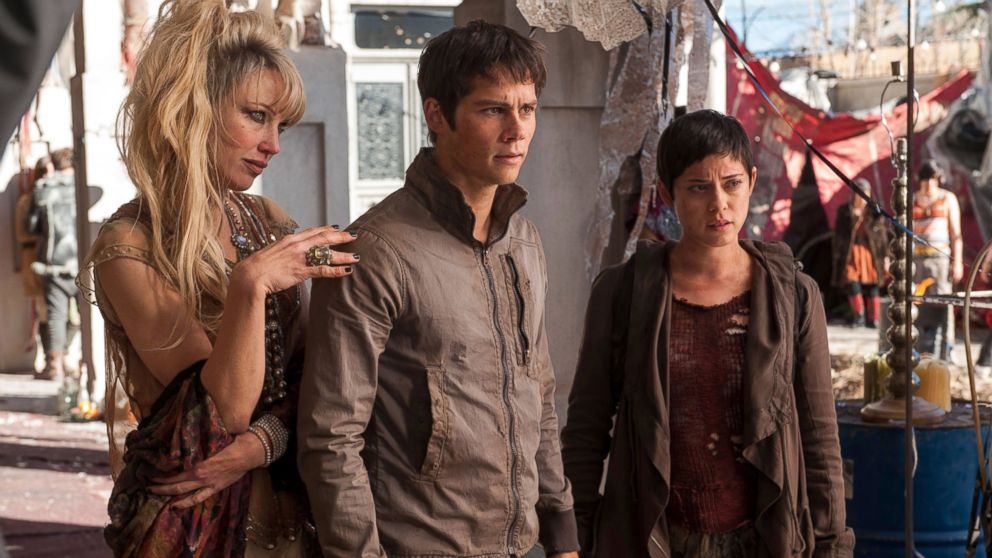 Jenny Gabrielle, from left, Dylan O'Brien and Rosa Salazar appear in a scene from the film, "Maze Runner: The Scorch Trials."