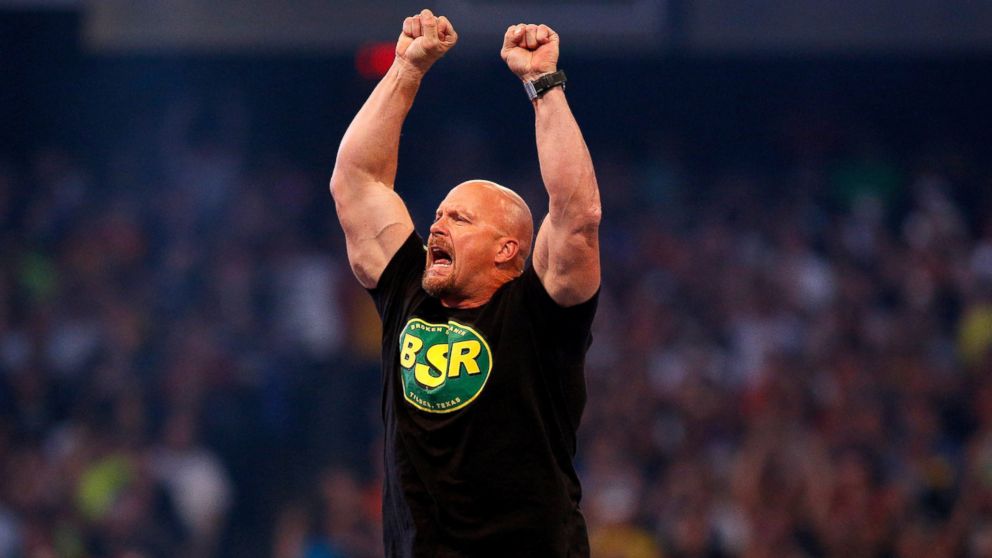 PHOTO: "Stone Cold" Steve Austin is seen during Wrestlemania XXX at the Mercedes-Benz Super Dome in New Orleans, April 6, 2014. 