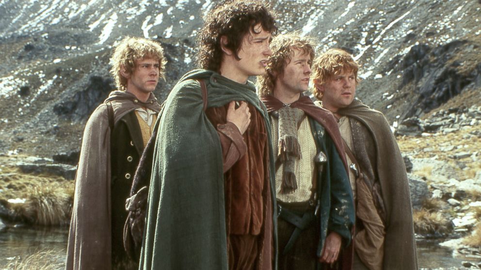 From left, Dominic Monaghan as Merry, Elijah Wood as Frodo, Billy Boyd as Pippin and Sean Astin as Sam are shown in a scene from New Line Cinema's "The Lord of the Rings: Fellowship of the Ring." 
