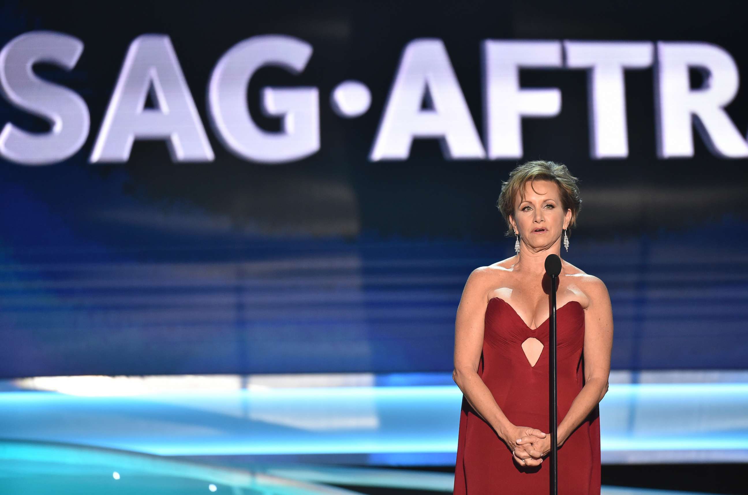 PHOTO: SAG-AFTRA President Gabrielle Carteris speaks at the 24th annual Screen Actors Guild Awards at the Shrine Auditorium & Expo Hall, Jan. 21, 2018, in Los Angeles. 