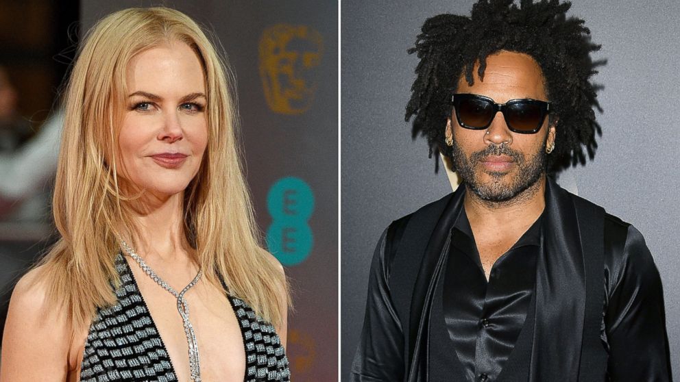 Nicole Kidman, left, arrives for the 70th annual British Academy Film Awards at the Royal Albert Hall in London, Feb. 12, 2017 and Lenny Kravitz arrives at the 20th Annual Hollywood Film Awards, Nov. 6, 2016 in Los Angeles.