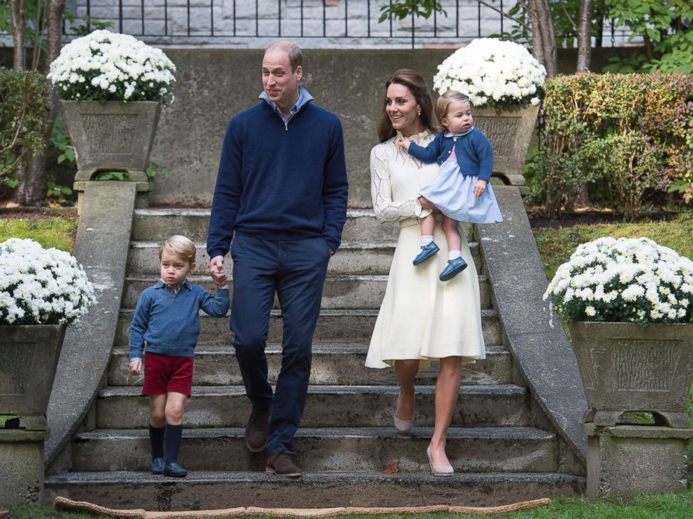 PHOTO: Britain's Prince William, Catherine, Duchess of Cambridge and their children Princess Charlotte and Prince George attend a party at Government House in Victoria, Canada, Sept. 29, 2016. 