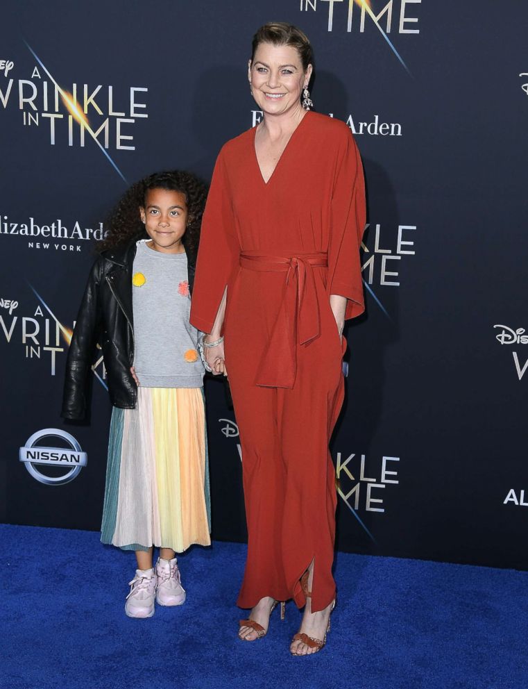 PHOTO: Ellen Pompeo and Stella Ivery arrives at the Premiere Of Disney's "A Wrinkle In Time"  on Feb. 26, 2018 in Los Angeles, Calif.