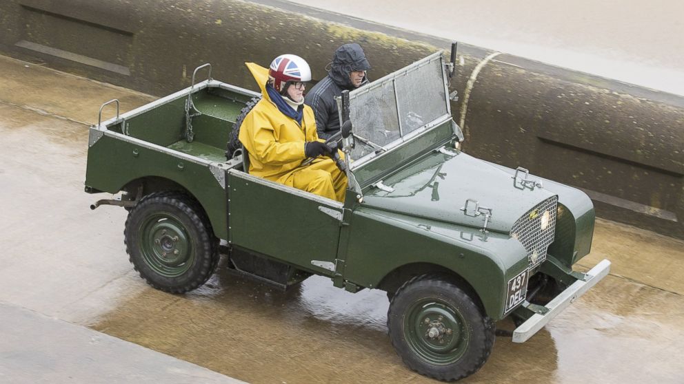"Top Gear" hosts Matt Leblanc and Chris Evans race head to head on the seafront in Blackpool, England, U.K., Feb. 20, 2016. 