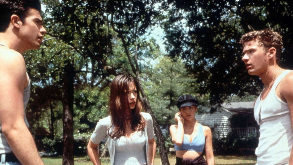 PHOTO: Freddie Prinze Jr. has a confrontation with a man as Jennifer Love Hewitt watches in a scene from the film "I Still Know What You Did Last Summer", 1998.