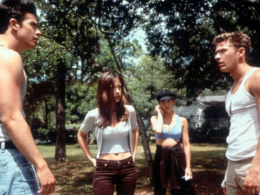 PHOTO: Freddie Prinze Jr. has a confrontation with a man as Jennifer Love Hewitt watches in a scene from the film I Still Know What You Did Last Summer, 1998.