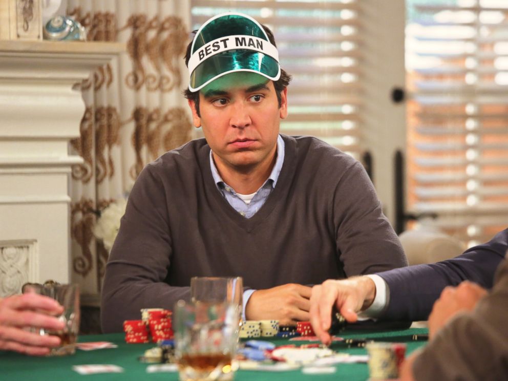 PHOTO: Barney (Neil Patrick Harris) takes his frustrations out on Ted (Josh Radnor) during the best man poker game, on the final season of How I Met Your Mother, on the CBS Television Network.