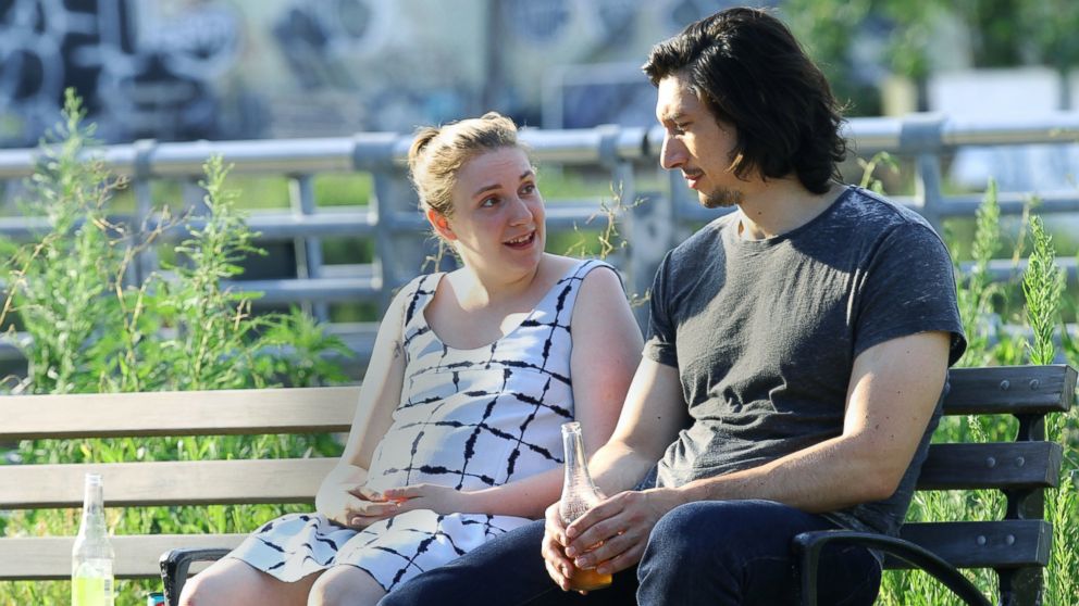 PHOTO: Lena Dunham and Adam Driver seen on the set of "Girls" on Adam Driver's final day, on July 21, 2016, in New York City. 