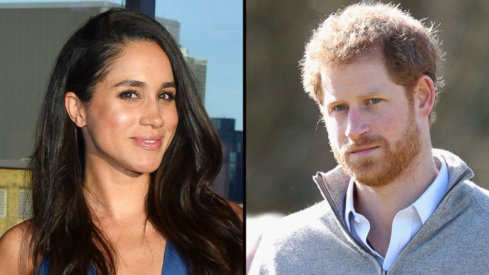 Actress Meghan Markle, left, and Prince Harry, right.  