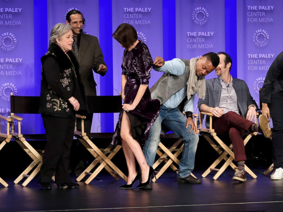 PHOTO: Actors Kathy Bates, Sarah Paulson, Cuba Gooding Jr. and Denis O'Hare attend The Paley Center for Media's 34th Annual PaleyFest Los Angeles, "American Horror Story Roanoke" screening and panel at Dolby Theatre, March 26, 2017, in Hollywood, Calif. 