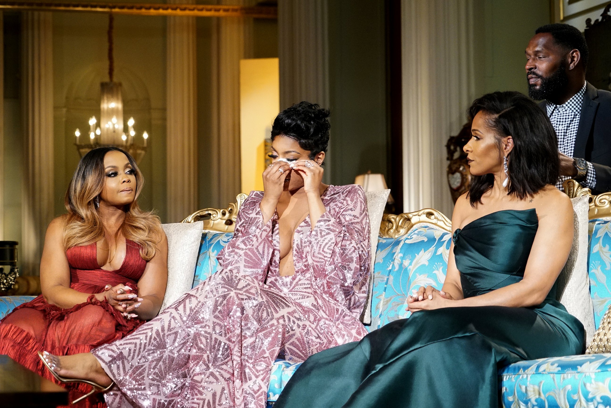 PHOTO: Phaedra Parks, left, Porsha Williams, center, and Sheree Whitfield on "The Real Housewives of Atlanta" reunion episode.